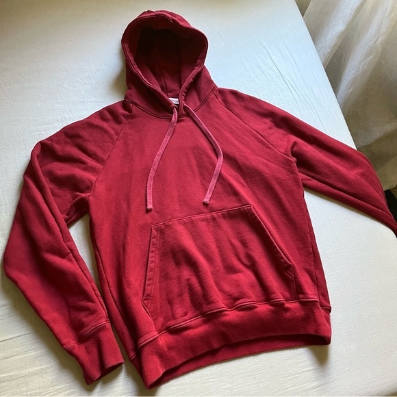 Richardson red knit drawstring long sleeve hoodie sweater